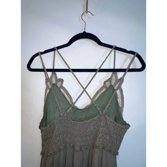 La‎ Meil Crochet Dress - Size L - Asymmetric Ruffle Hem, Double Cross Straps - Picture 5 of 9
